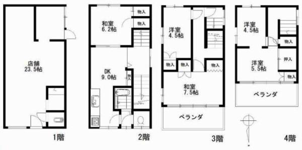 京都市東山区祇園町南側の店舗付住宅