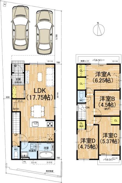 京都市山科区西野山欠ノ上町の新築一戸建