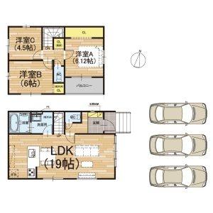 京都市北区上賀茂本山の新築一戸建(間取り)
