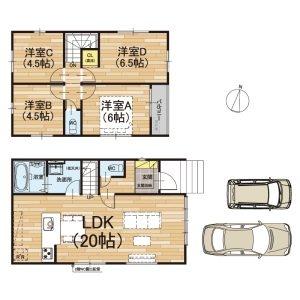 京都市北区上賀茂本山の新築一戸建(間取り)