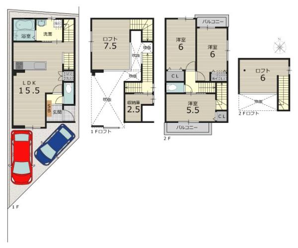 京都市伏見区羽束師鴨川町の土地(プラン例(間取図))