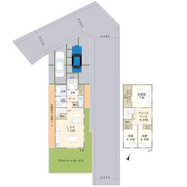 仙台市青葉区双葉ケ丘1丁目の土地(プラン例(間取図))