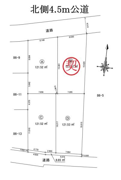 建築条件無し売地　新狭山駅徒歩８分　全4区画