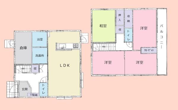 東金市田間3丁目の中古一戸建て(間取り)