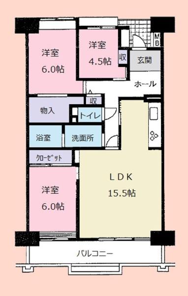 プラザ学園前9号棟(間取り)