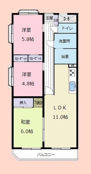ベルレール小倉台壱番館(間取り)