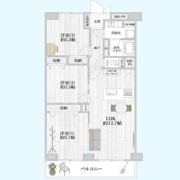 ソフトタウン谷津遊園３号棟