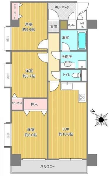 ライオンズマンション川越岸町３階角