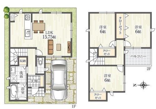 茨木市耳原3丁目の土地(プラン例(間取図))