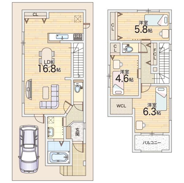 茨木市耳原1丁目の新築一戸建(間取り)