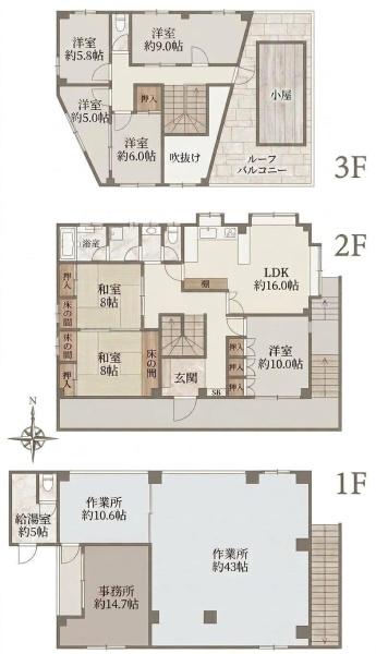 足立区梅島１丁目作業所（倉庫）付住宅