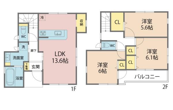緑区三室・東南角地の2階建て