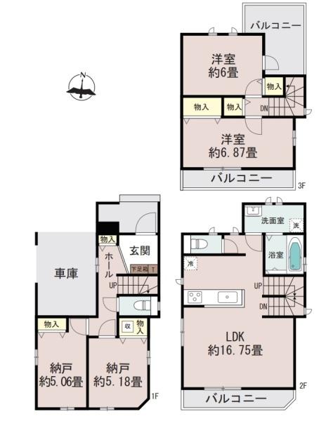 川口市里1413番 全2棟 B号棟(間取り)