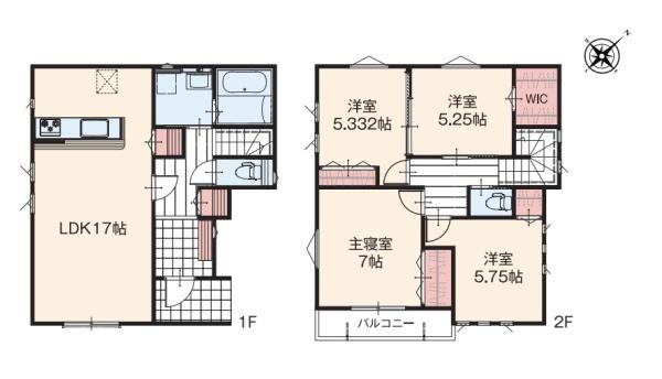 越谷市下間久里　全2邸　1号棟