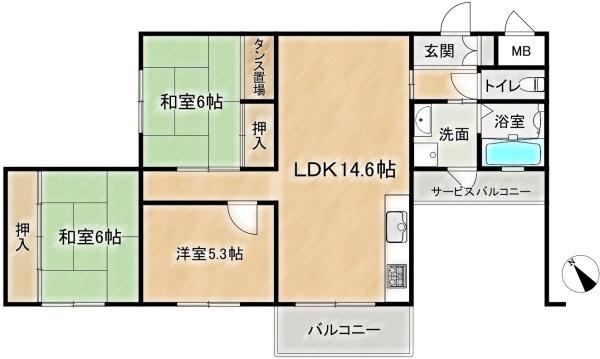 高槻グリーンハイツＡ棟　3階部分