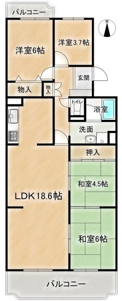 サンハイツ高槻５号館　4階部分