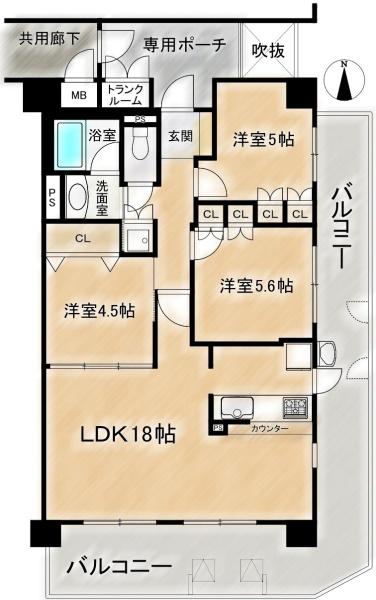プライムコート高槻総持寺　3階部分