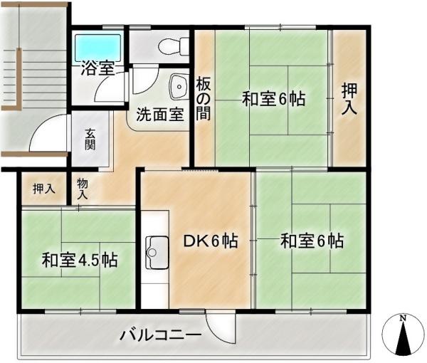 富田第二住宅61号棟　5階部分