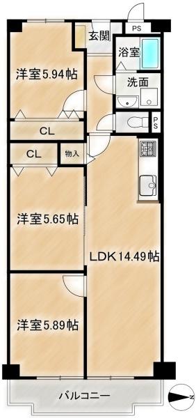 シャルマンコーポ摂津富田　2階部分