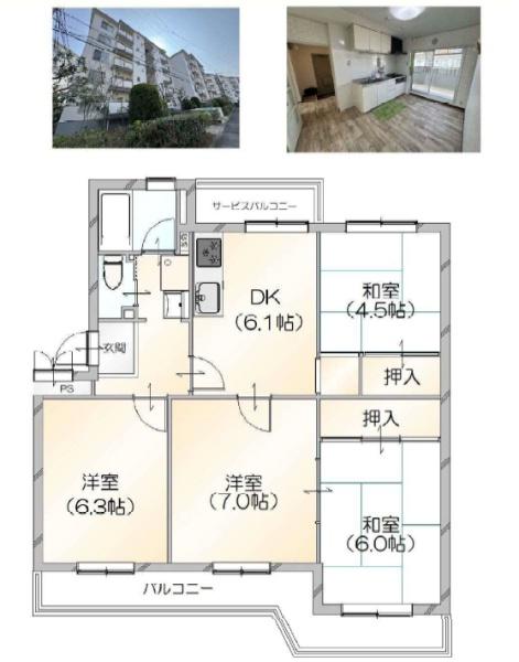 高槻塚原台ハイツ11号棟　5階部分