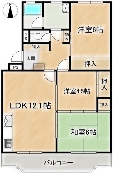 ハイム富田北棟　4階部分