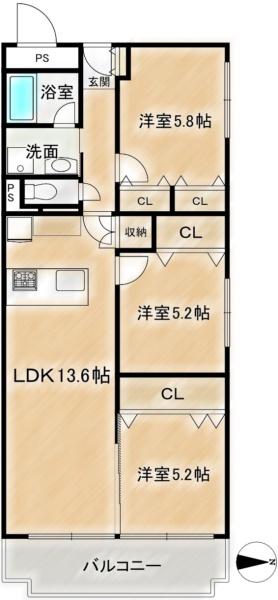 シャルマンコーポ摂津富田　5階部分