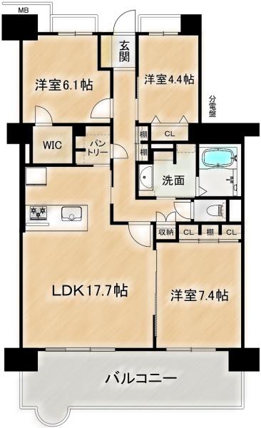 阿武山三番街305号棟　8階部分