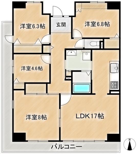 高槻阿武山九番街東3号棟　4階部分