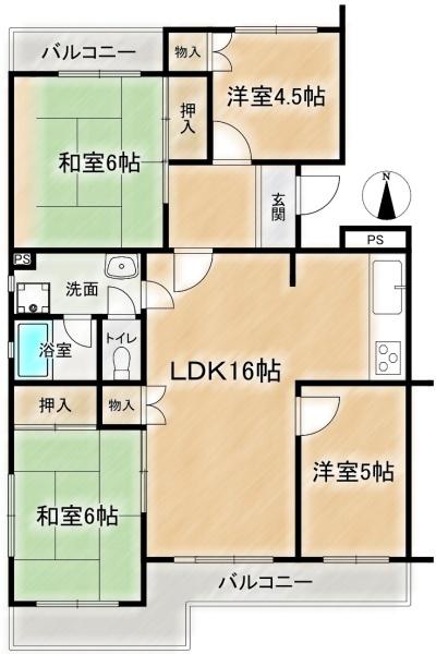 若山台住宅20号棟　5階部分