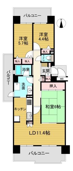阪急ヒルズコート高槻２番館　８階部分