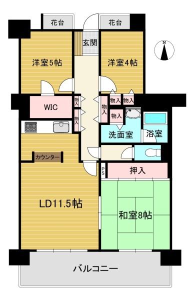 高槻阿武山三番街302号棟　6階部分