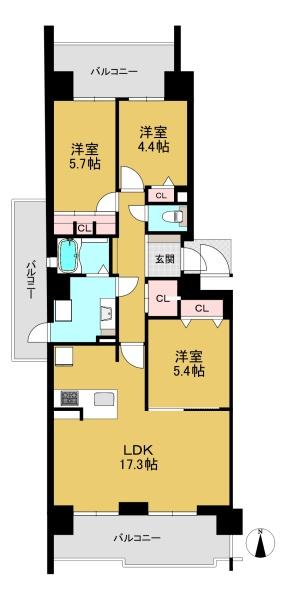 阪急ヒルズコート高槻２番館　８階部分