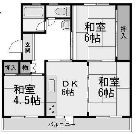 富田第二住宅64号棟　3階部分