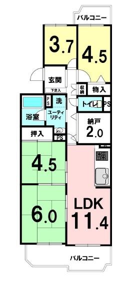 サンハイツ高槻７号館　5階部分