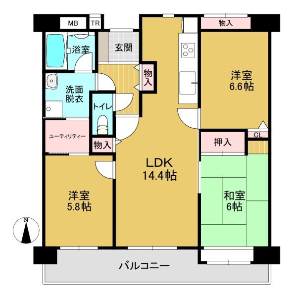 プランヴェール高槻阿武山　6階部分