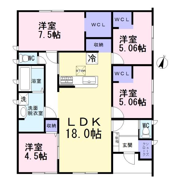 一宮市明地の平屋　1号棟　全4棟