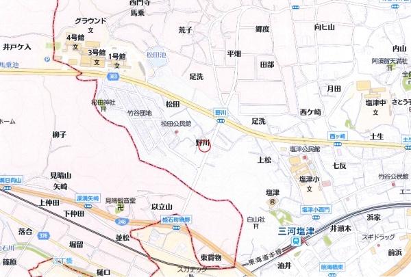 蒲郡市竹谷町野川の土地