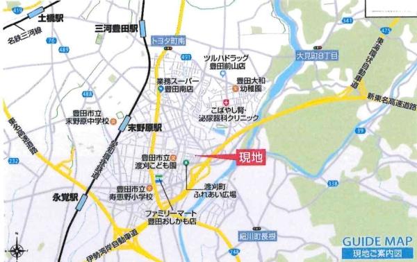 豊田市渡刈町下細畔 全2棟・1号棟(現地案内図)