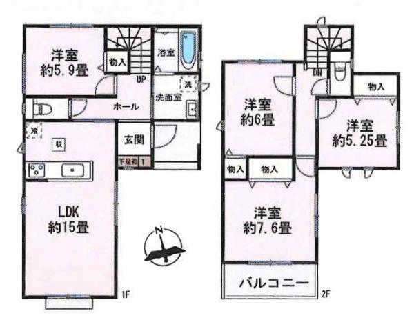 岡崎市福岡町3期 全3棟・B号棟(間取り)