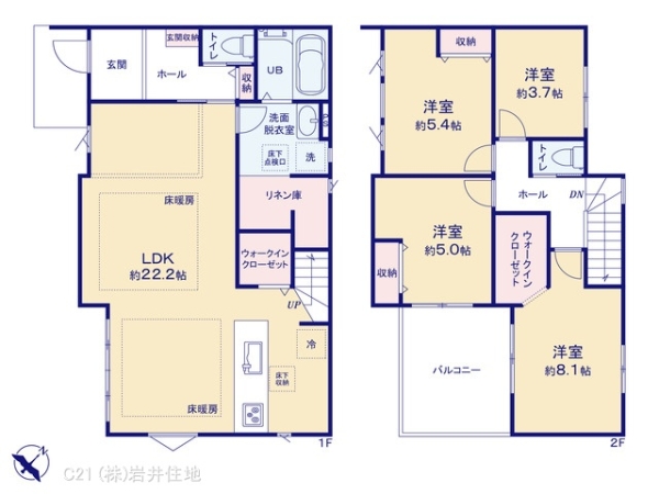 越谷市瓦曽根2丁目の新築一戸建(間取り)