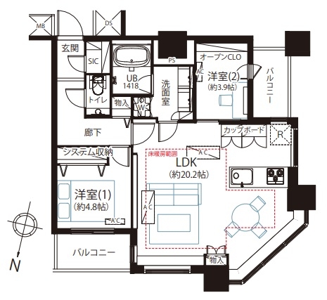 カテリーナ三田タワースイートＥ