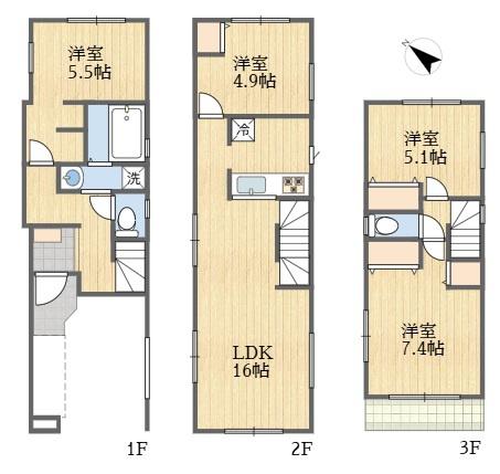 川崎市多摩区長尾2丁目新築戸建D号棟