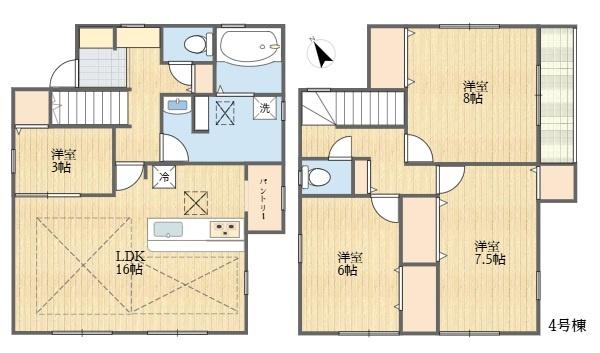 稲城市若葉台1丁目新築戸建4号棟(間取り)