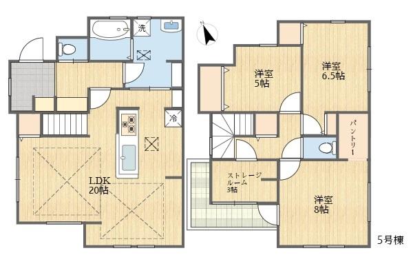 稲城市若葉台1丁目新築戸建5号棟(間取り)