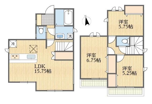稲城市矢野口　完成済み新築戸建　Ｂ号棟　３ＬＤＫ