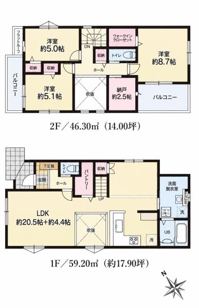 稲城市東長沼新築戸建　3号棟　床暖房付きLDK24帖以上