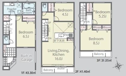 稲城市東長沼新築戸建　2号棟　2階リビング　4LDK