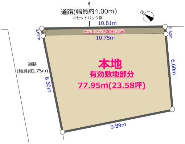 府中市四谷一丁目建築条件無し売地
