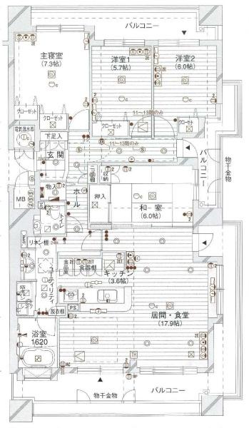 パシフィック西６条プライム　７階　４ＬＤＫ