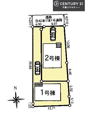 四街道市栗山 2号棟(全体区画図)